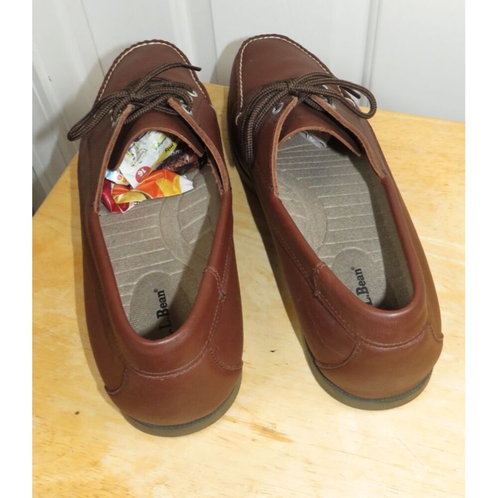 LL Bean Blucher Handsewn Moc Men's Leather Moccasin Boat Nautical Loafers, 13 D - Picture 4 of 7